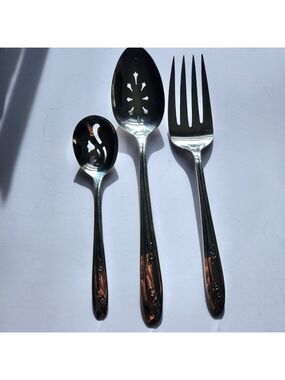 Rogers Lady Fair Silverplate Serving Spoon Fork and Sugar Sifter Spoon